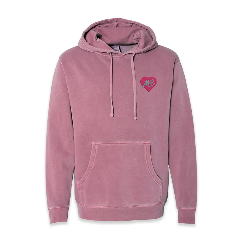 Next Day Delivery MB Heart Logo Embroidered Mauve Hoodie
