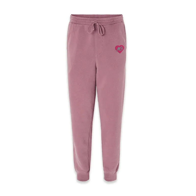 MB Heart Logo Embroidered Mauve Sweatpants Hot Picks