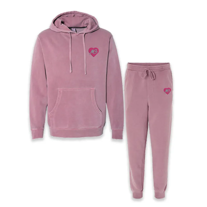 MB Heart Logo Embroidered Mauve Sweatsuit Set Last Chance