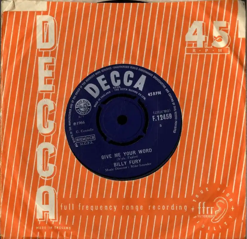 Billy Fury - Give Me Your Word/She s So Far Out She s In F 12459 Affordable