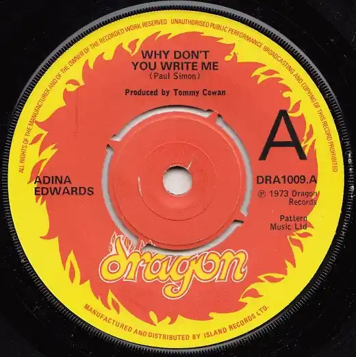 ReggaeCollector.com - Adina Edwards - Why Don't You Write Me (Dragon UK) Low Price