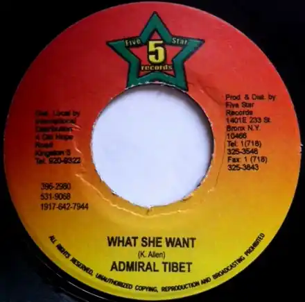 Handmade ReggaeCollector.com - Admiral Tibet - What She Wants (Five Star Records JM)