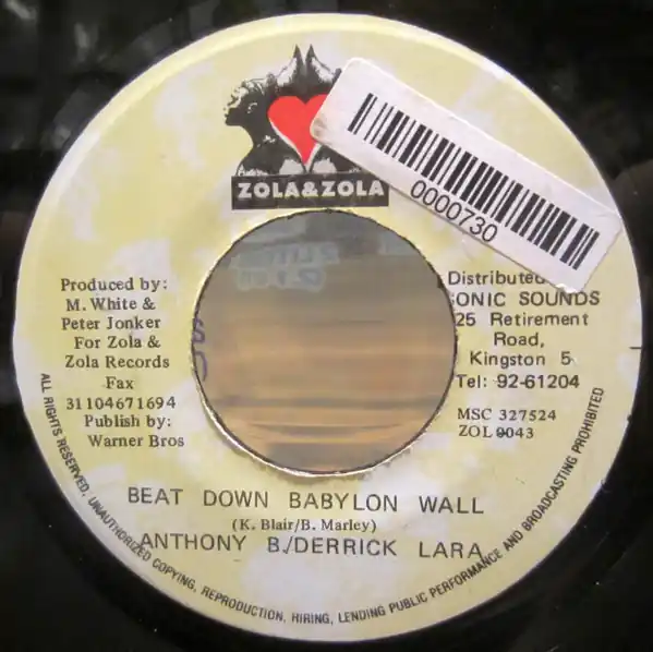 ReggaeCollector.com - Anthony B & Derrick Lara - Beat Down Babylon Wall (Zola & Zola JM) New Arrival