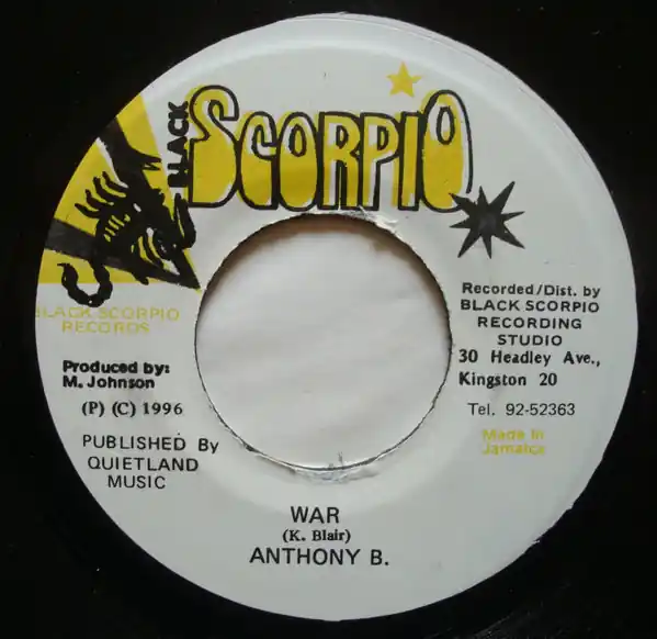 Viral ReggaeCollector.com - Anthony B / Mafia & Fluxy - War / Version Cas Cas (Black Scorpio JM)