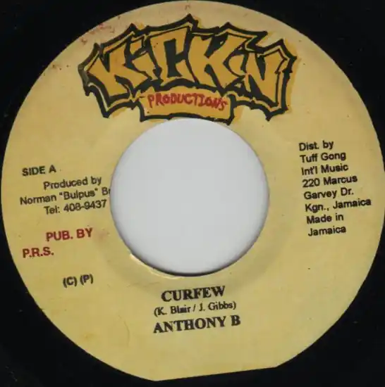 ReggaeCollector.com - Anthony B / Wench Man & Crusher - Curfew / Ganja Baby (Kickin Productions JM) Free Returns