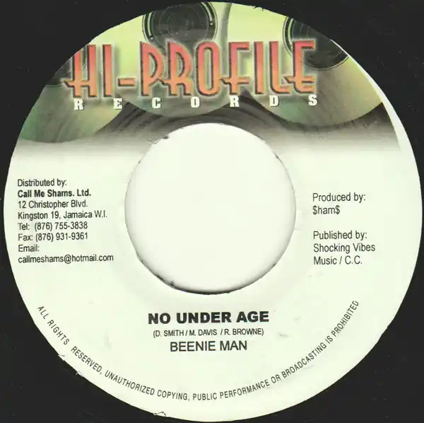 Free Delivery ReggaeCollector.com - Beenie Man - No Under Age (Hi-Profile Records JM)
