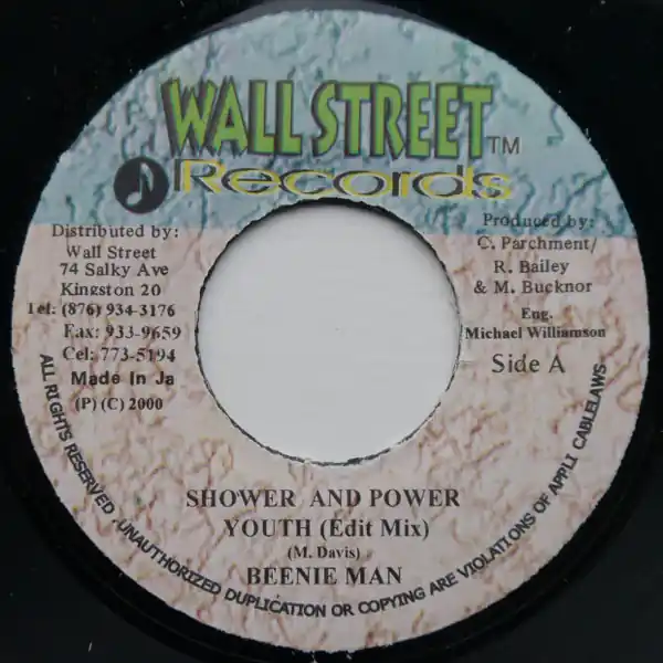 ReggaeCollector.com - Beenie Man - Shower And Power Youth (Edit Mix) (Wallstreet Records JM) Price Cut