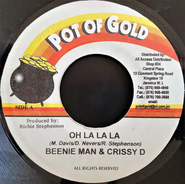 Worldwide Shipping ReggaeCollector.com - Beenie Man & Crissy D / Lady G - Oh La La La / Respect Woman (POT OF GOLD JM)