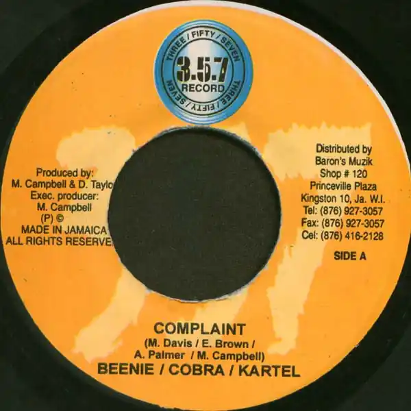 Grab Now ReggaeCollector.com - Beenie Man & Mad Cobra & Vybz Kartel - Complaint(357 Records JM)