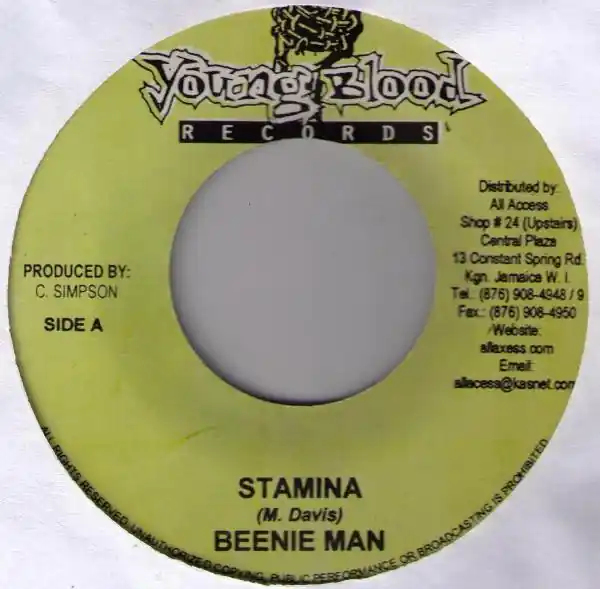 Last Chance ReggaeCollector.com - Beenie Man / Mr. G - Stamina / No Pet Pum Pum (Young Blood Records JM)
