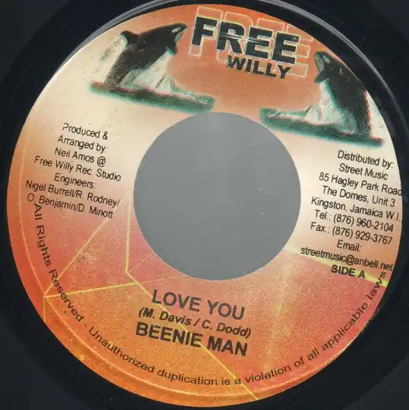 One Day Deal ReggaeCollector.com - Beenie Man / Ras Fraser Junior - Love You / My True Girl Friend (Free Willy JM)