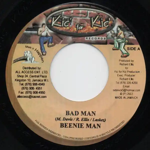 ReggaeCollector.com - Beenie Man, Christopher - Bad Man / Hold On (Kic' For Kic' Records JM) Buy Online