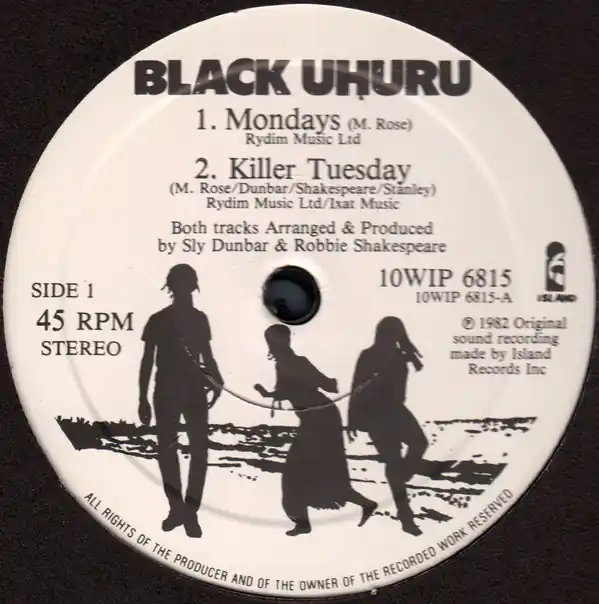 ReggaeCollector.com - Black Uhuru - Mondays / Killer Tuesday / Right Stuff (Island Records UK) Low Price