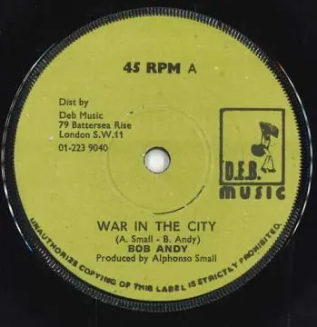 ReggaeCollector.com - Bob Andy - War In The City (DEB UK) Weekend Sale