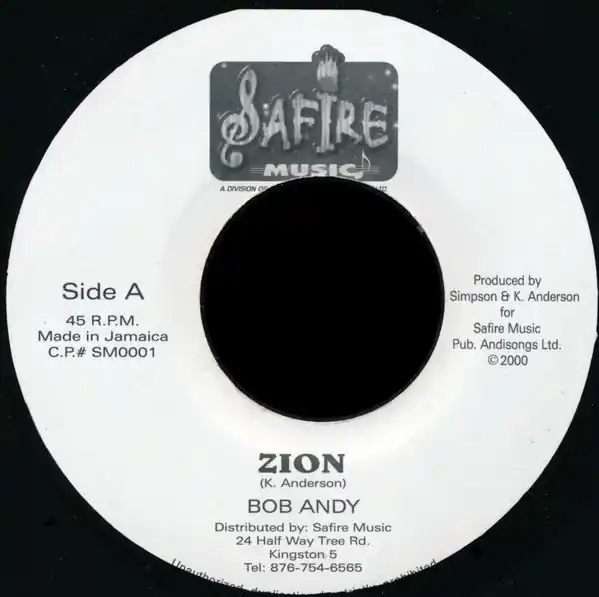 Exclusive Offer ReggaeCollector.com - Bob Andy - Zion (Safire Music JM)