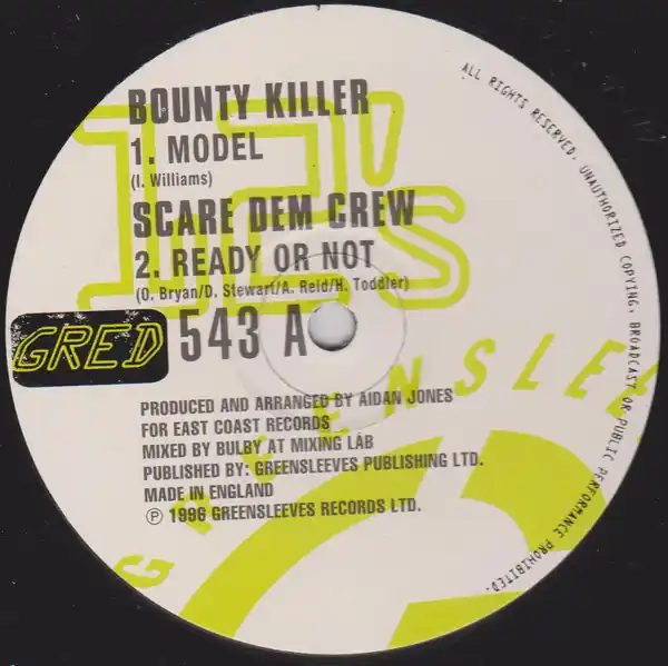 Price Cut ReggaeCollector.com - Bounty Killer - Model / Ready Or Not (Greensleeves Records UK)